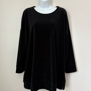 EILEEN FISHER VELOUR CREW NECK TUNIC TOP